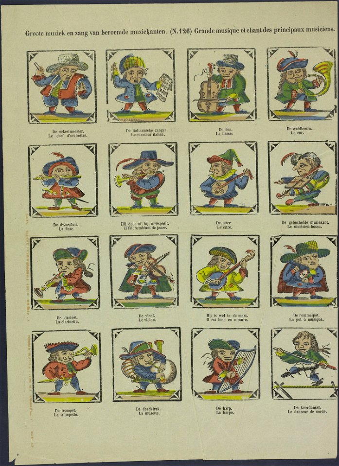Groote muziek en zang van beroemde muziekanten-Catchpenny print-Borms 0240