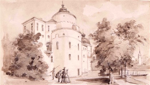 Gripsholm 1845. Fritz von Dardel, 1845 - Nordiska Museet - NMA.0037317 (cropped). Free illustration for personal and commercial use.