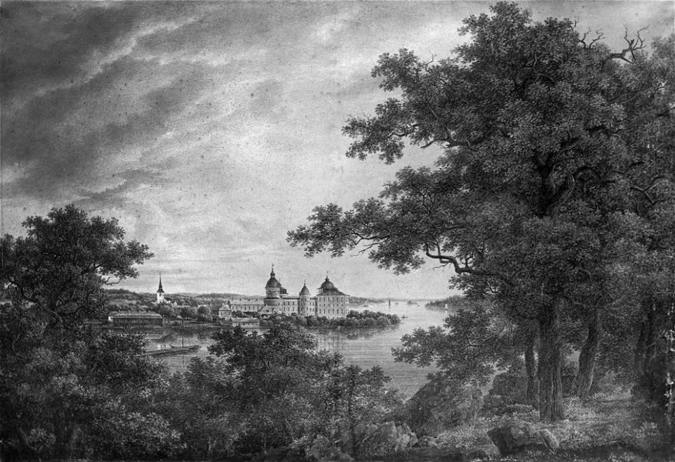 Gripsholms slott från hjorthagen (Johan Fredrik Julin) - Nationalmuseum - 40100
