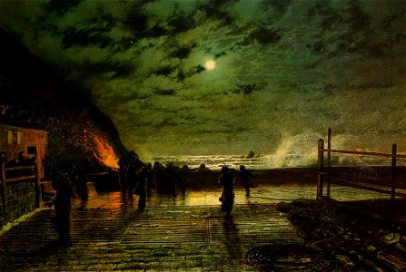 Grimshaw, John Atkinson - In Peril - 1879. Free illustration for personal and commercial use.