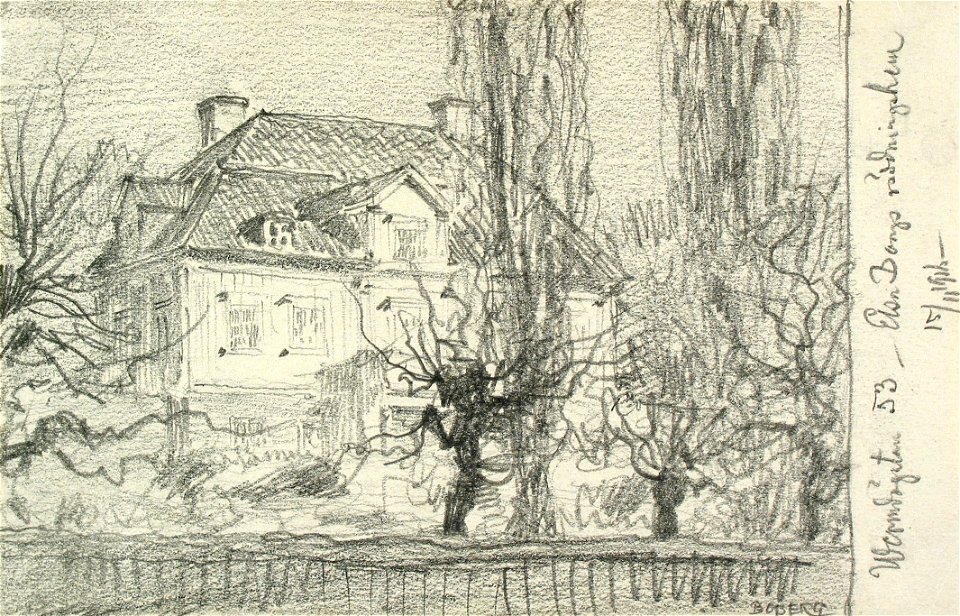 Groens malmgård, skiss av Boberg, 1916