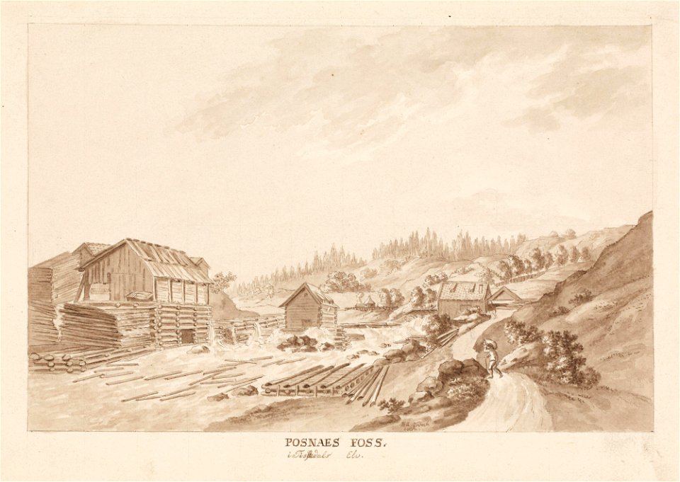 Heinrich August Grosch - Porsnesfossen i Tistedalen - NG.K&H.B.06453 - National Museum of Art, Architecture and Design