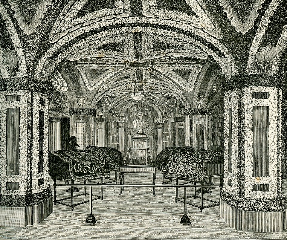 Grotta di Isola Bella sul lago Maggiore xilografia