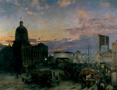 Groll, Theodor - Washington Street, Indianapolis at Dusk - Google Art Project