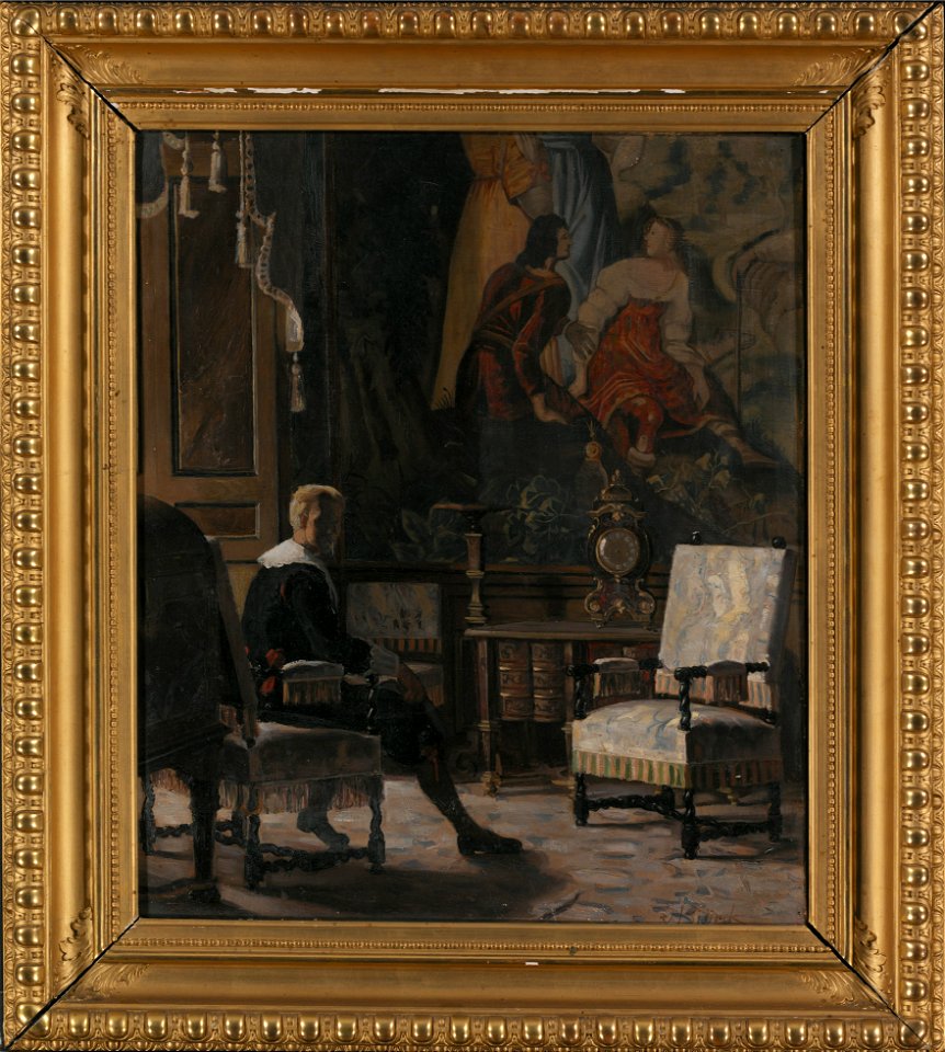 Gripsholms slott, interiör från Kungens sängkammare (Oscar Björck) - Nationalmuseum - 97884