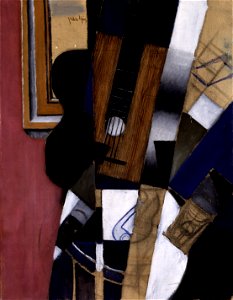 Juan Gris - Guitar and Pipe (1913). Free illustration for personal and commercial use.