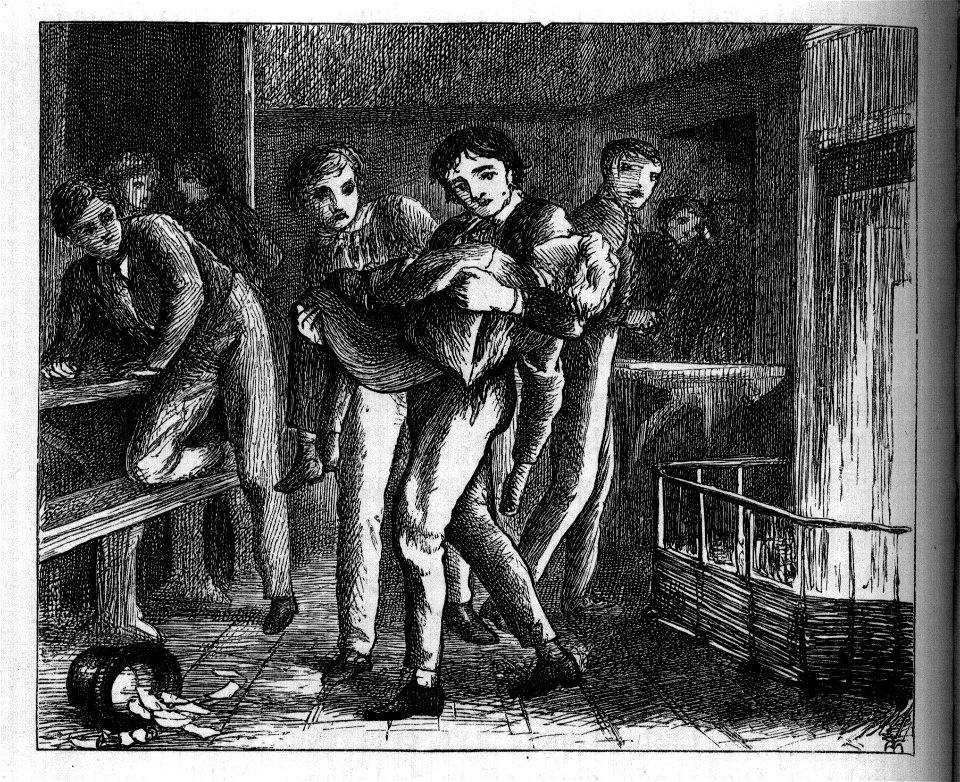 Group of boys near fireplace