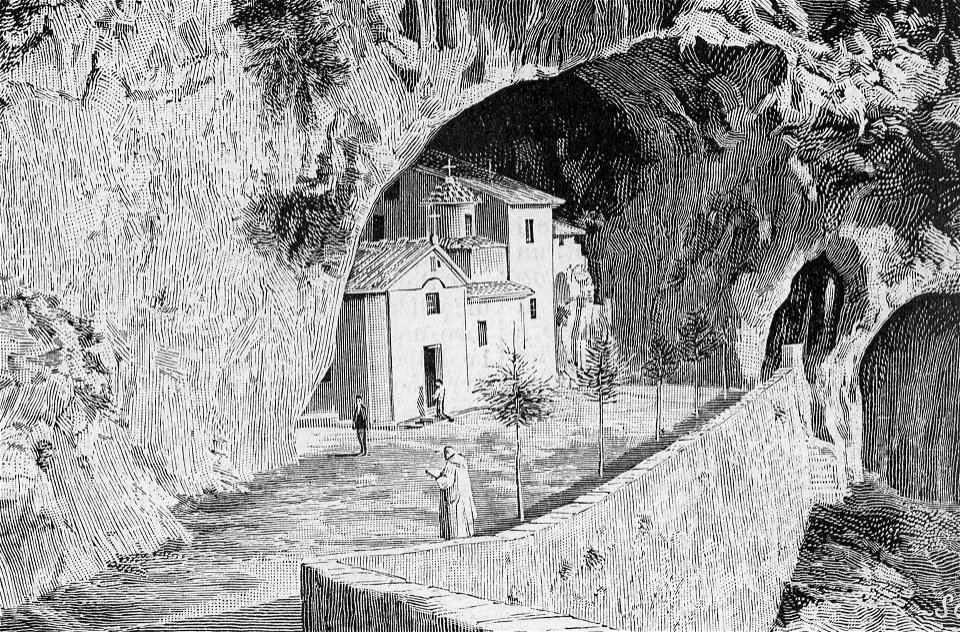 Grotta delle Case presso Trisulti (xilografia)