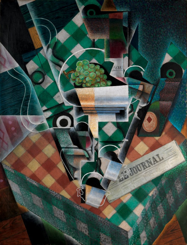 Juan Gris, 1915, Nature morte à la nappe à carreaux (Still Life with Checked Tablecloth), oil on canvas, 116.5 x 89.3 cm