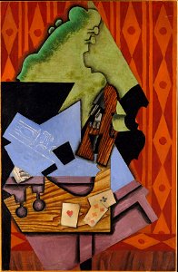 Juan Gris - Violin and Playing Cards on a Table. Free illustration for personal and commercial use.