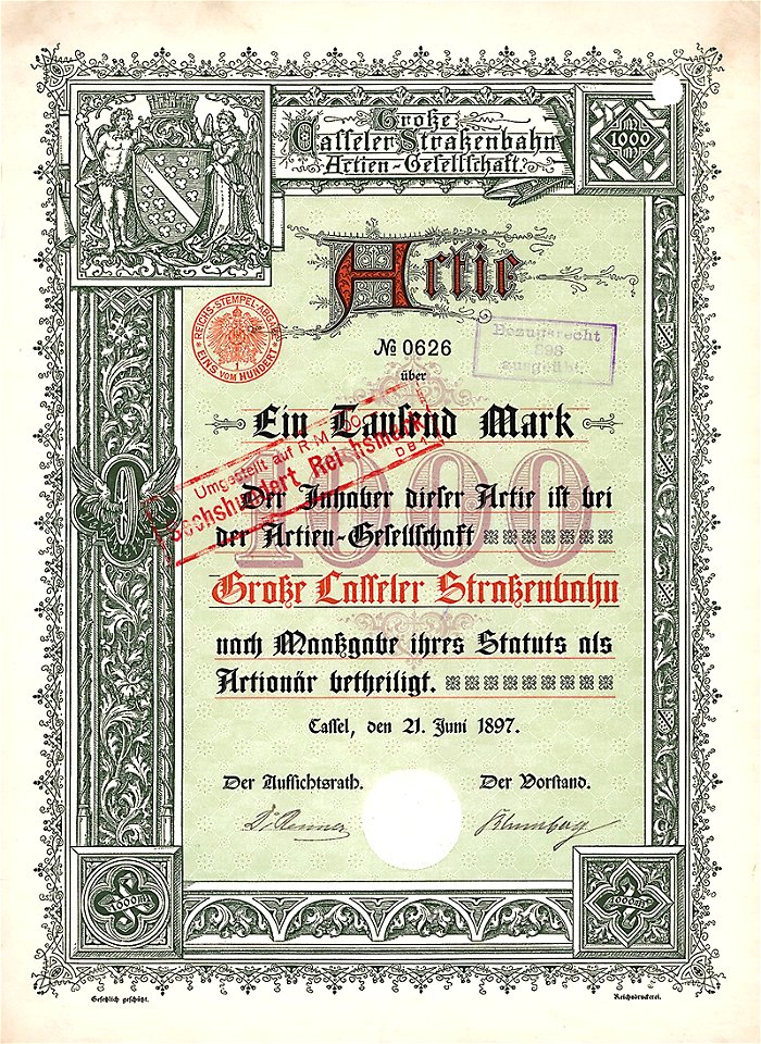 Große Casseler Straßenbahn 1000 Mk 1897