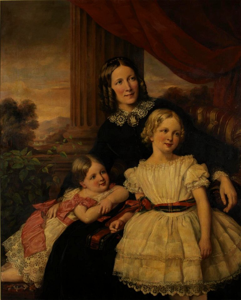 Group portrait of mother & two daughters