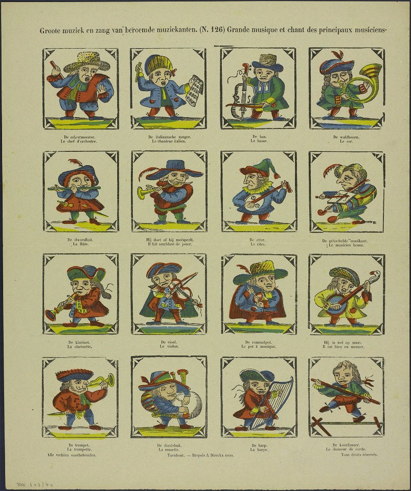 Groote muziek en zang van beroemde muziekanten-Catchpenny print-Borms 0239