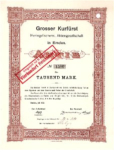 Grosser Kurfürst Heringsfischerei 1000 Mk 1921