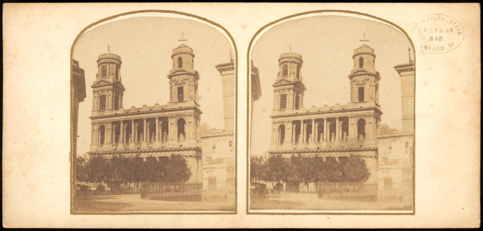 Group of 17 Early Calotype Stereograph Views - Église Saint-Sulpice 1