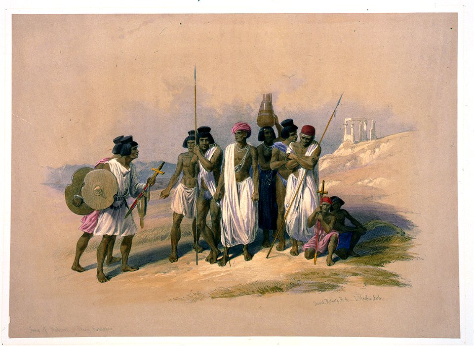 Group of Nubians--Wady Kardassy-David Roberts. Free illustration for personal and commercial use.