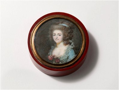 François Dumont - Portrait of a Woman with a Blue Dress and a Bodice Decorated with Flowers Fransk titel, Portrait de - NMB 2727 - Nationalmuseum