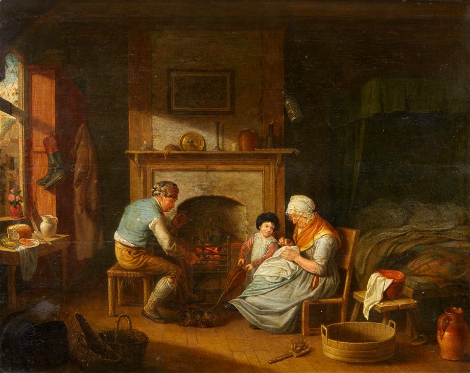 Großeltern am Kamin 19Jh