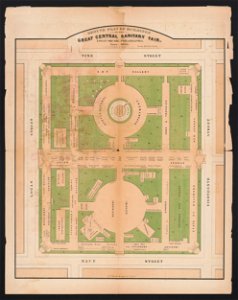 Ground plan of buildings of the great central sanitary fair, Logan Square, Philadelphia, June 1864 LCCN2016645704