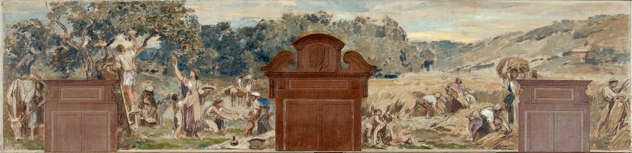 François Lafon - Esquisse pour la salle des fêtes de la mairie de Pantin , La cueillette. La moisson - PPP4062 - Musée des Beaux-Arts de la ville de Paris
