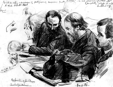 Group including Charles Stewart Parnell and H. Campbell by Sydney Prior Hall