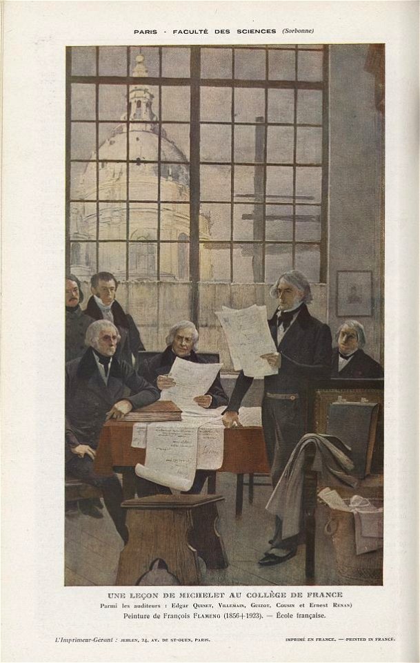 François Flameng - Une leçon de Michelet au Collège de France