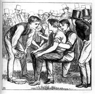 Group of boys watching a fight
