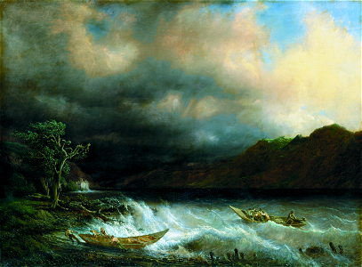François Diday, Orage sur le Léman, 1839. Free illustration for personal and commercial use.