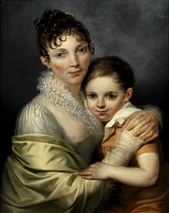 François Joseph Navez (attr) Doppelbildnis Mutter und Sohn c1820. Free illustration for personal and commercial use.