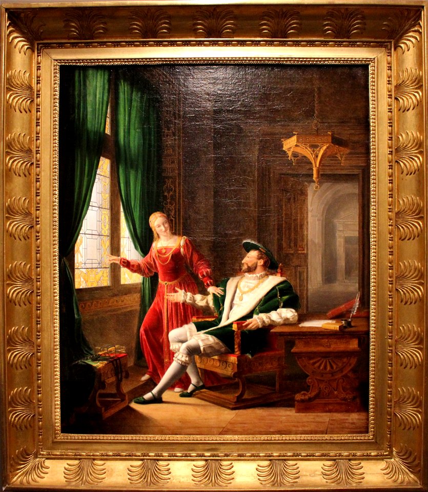 François Ier montre à Marguerite de Navarre, sa sœur, les vers qu'il vient d'écrire sur une vitre avec son diamant - Fleury François Richard - MBA Lyon 2014