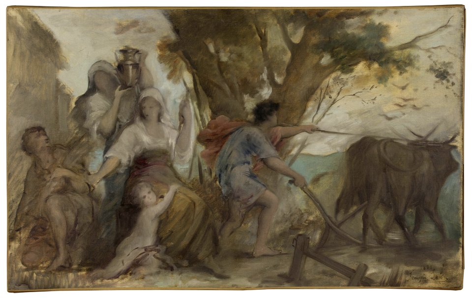 François Lafon - Esquisse pour la mairie du 2ème arrondissement de Paris , Maternité et labourage - PPP4061 - Musée des Beaux-Arts de la ville de Paris