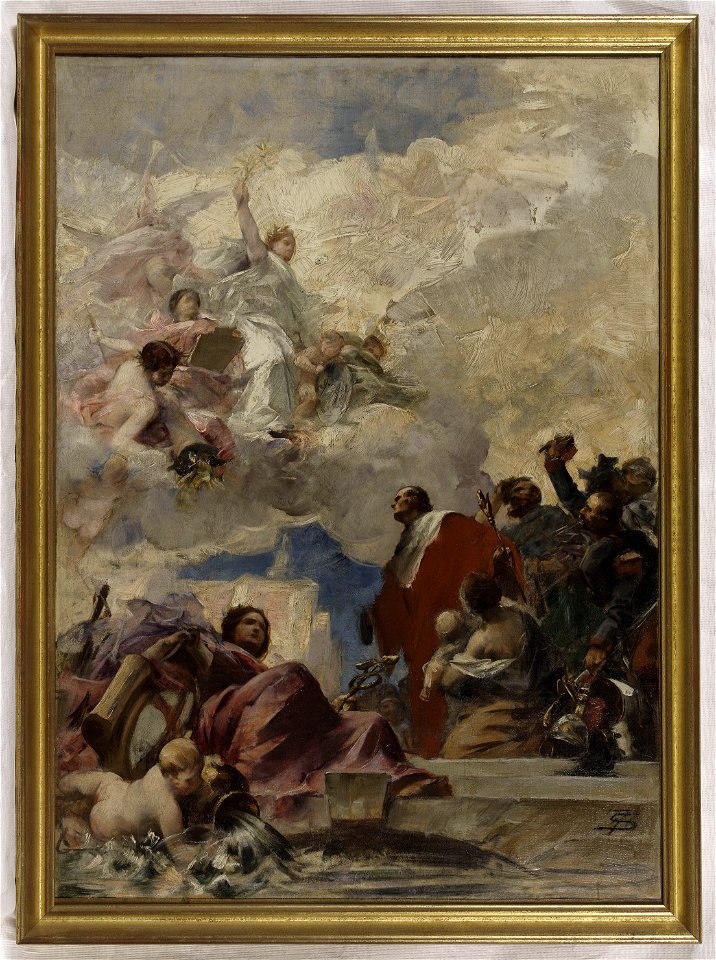 François Schommer - Esquisse pour la mairie de Pantin , La Paix et la Ville de Pantin (plafond) - PPP4249 - Musée des Beaux-Arts de la ville de Paris
