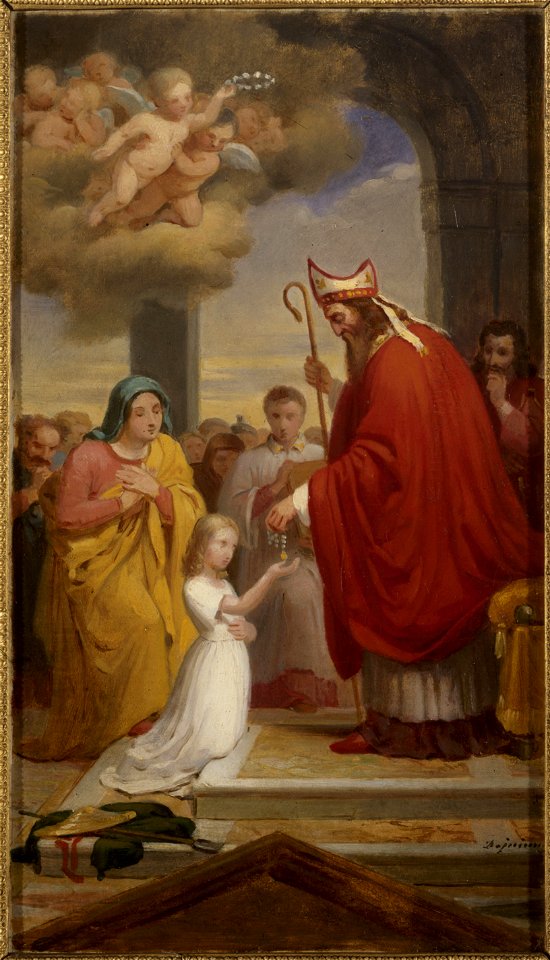 François-Louis Dejuinne - Esquisse pour l'église Notre-Dame-de-Lorette , Consécration de sainte Geneviève par saint Germain, évêque d'Auxerre - PPP4554 - Musée des Beaux-Arts de la ville de Paris