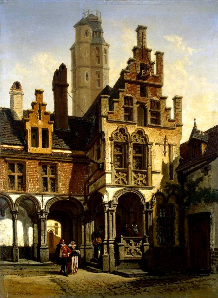 François Stroobant - Courtyard of the Palace of Marguerite of Austria in Mechelen - WGA21896