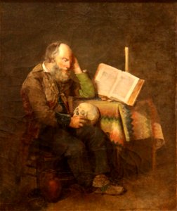 François Marius Granet - Vieillard méditant sur une tête de mort