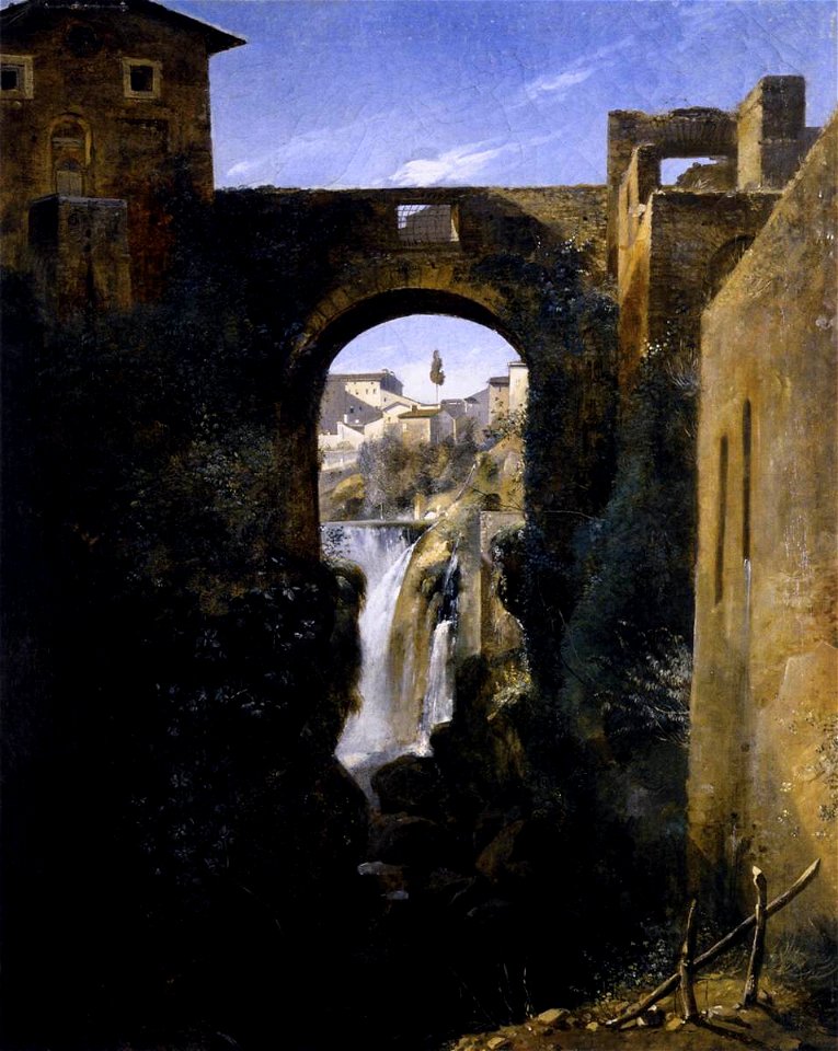 François-Marius Granet - The San Rocco Bridge and the Grand Waterfall at Tivoli - WGA10370