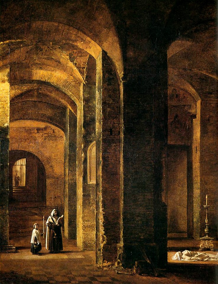 François-Marius Granet - Crypt of San Martino ai Monti, Rome (detail) - WGA10364