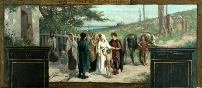François-Alfred Delobbe - Esquisse pour la mairie du 15ème , La femme doit suivre son époux - PDUT1405 - Musée des Beaux-Arts de la ville de Paris