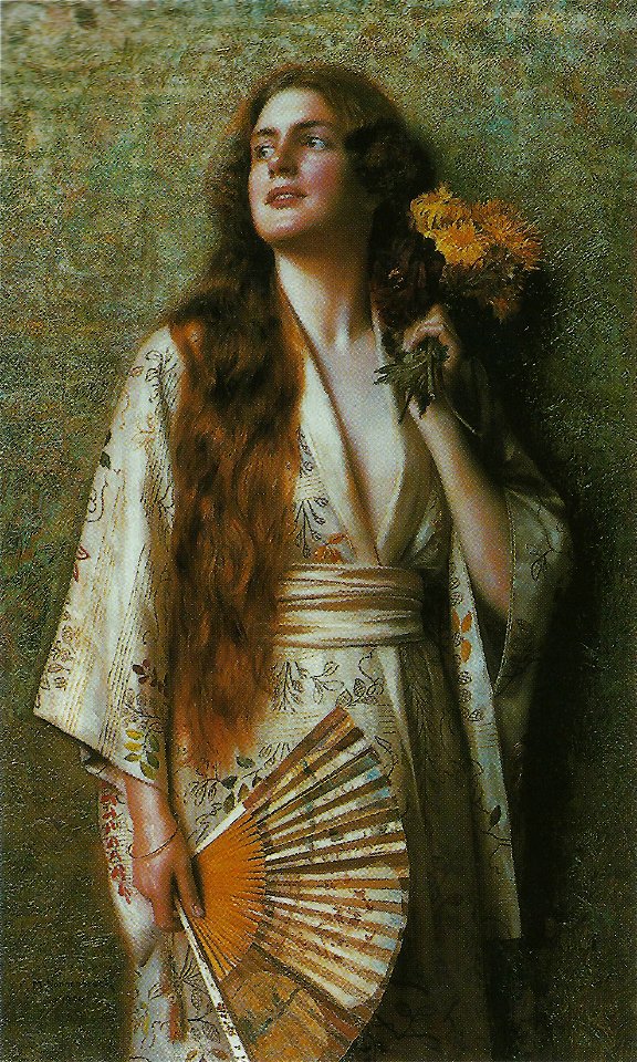 Frau im Kimono mit