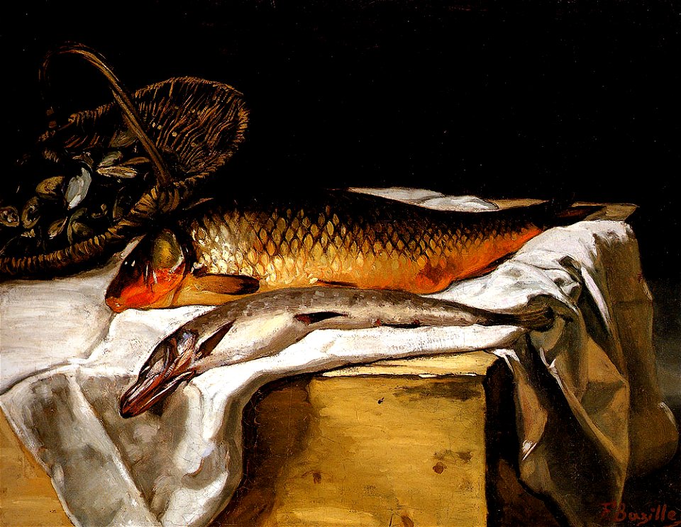 Frederic Bazille - Still life with fish 1866