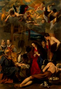 Fray Juan Bautista Maino - Adoration of the Shepherds - WGA13871. Free illustration for personal and commercial use.