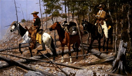 Frederic Remington - Prospecting for Cattle Range (1889). Free illustration for personal and commercial use.