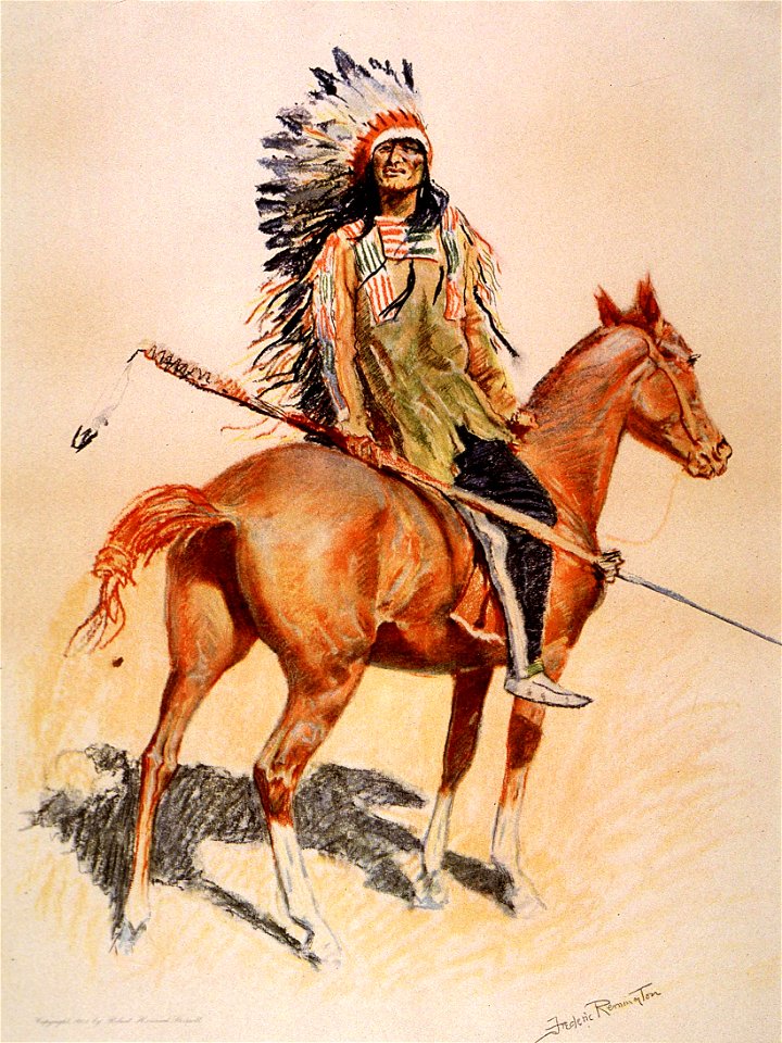 Frederic Remington - A Sioux Chief. Free illustration for personal and commercial use.