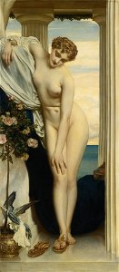 Frederic Leighton - Venus Disrobing for the Bath. Free illustration for personal and commercial use.