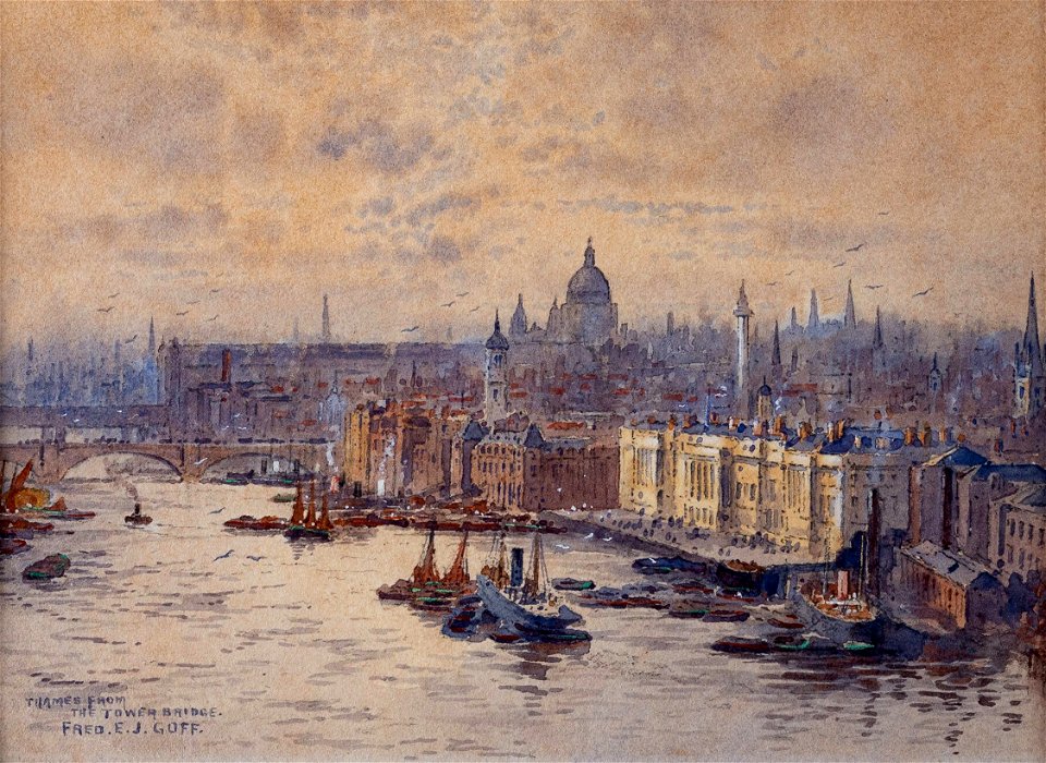 Frederick Goff - Thames from Tower Bridge - circa 1900 - Goff-98506