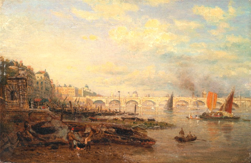 Frederick Nash - The Thames and Waterloo Bridge from Somerset House - Google Art Project
