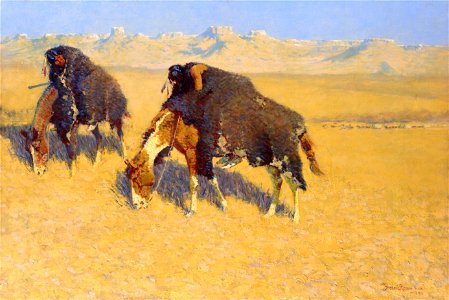 Frederic Remington - Indians Simulating Buffalo - Google Art Project. Free illustration for personal and commercial use.