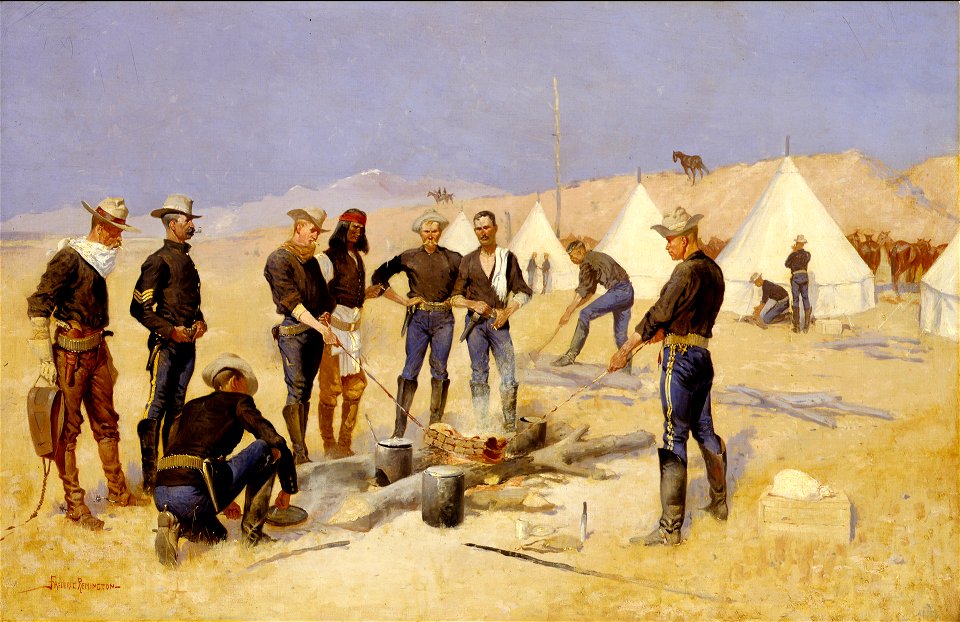 Frederic Remington - Roasting the Christmas Beef in a Cavalry Camp - 1972.55 - Yale University Art Gallery