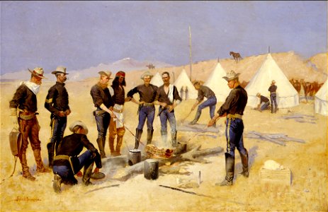 Frederic Remington - Roasting the Christmas Beef in a Cavalry Camp - 1972.55 - Yale University Art Gallery