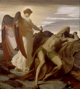 Frederic, Lord Leighton - Elijah in the Wilderness - Google Art Project. Free illustration for personal and commercial use.